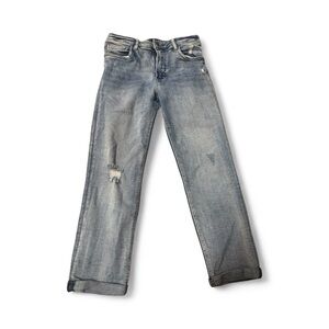 KUT FROM THE KLOTH Distressed Mid-Rise Jeans Size 4 – Blue Wash, Rolled Cuffs